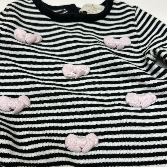 Kate Spade black and white striped sweater with pink bows size 12 months - Picture 6 of 6